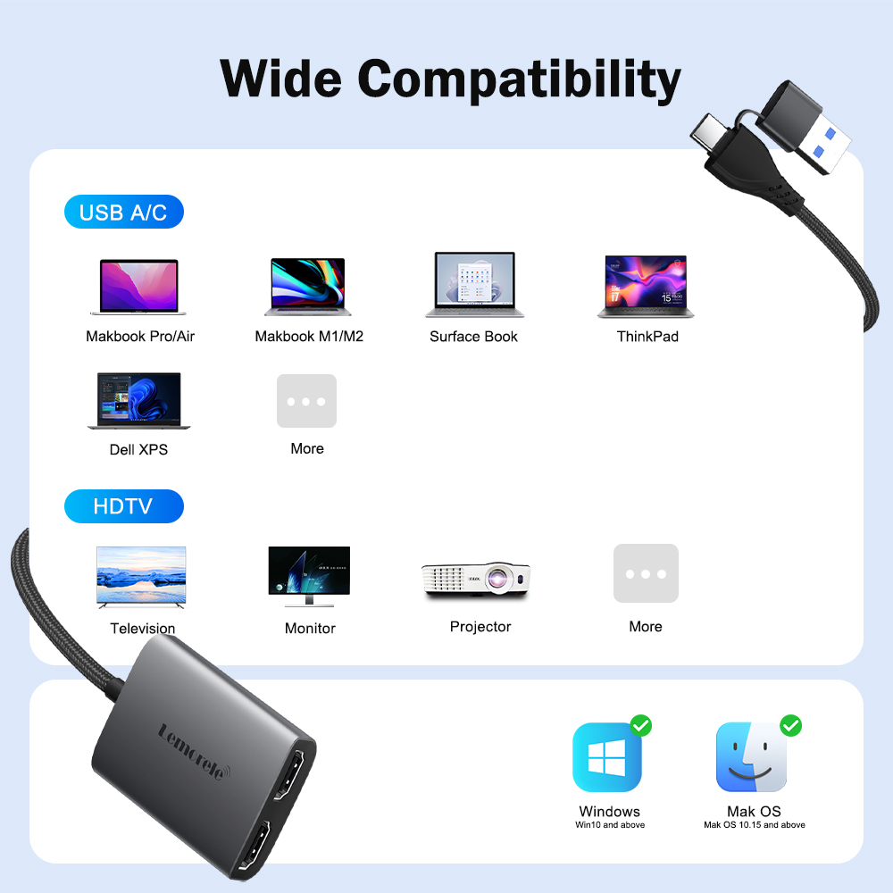 Lemorele المزدوج HDMI محول 4K  - مراجعة Hdmi Phone Adapter وسعره