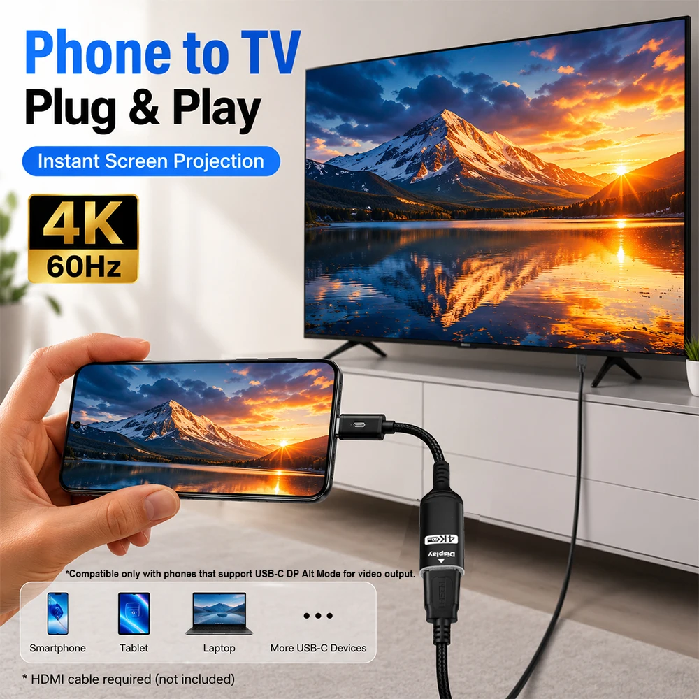 محول USB C إلى HDMI بدقة 4K@60 - مراجعة Hdmi Phone Adapter وسعره