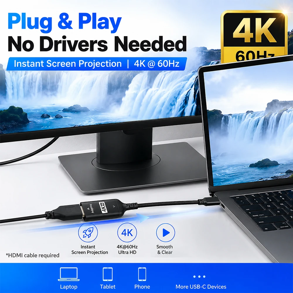 محول USB C إلى HDMI بدقة 4K@60 - مراجعة Hdmi Phone Adapter وسعره