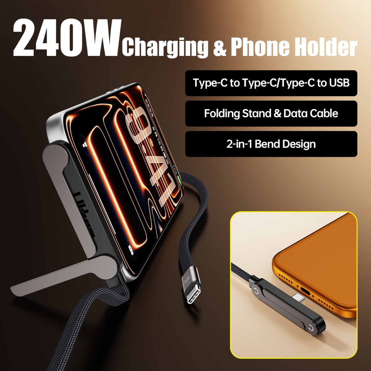 كابل شحن سريع 240 واط PD من نو - مراجعة Usb Data Cable وسعره